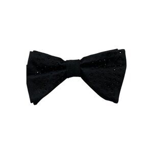 NEW RW & CO Men's Silk DESIGNER Bow Tie Solid Black Strass W:2.6"